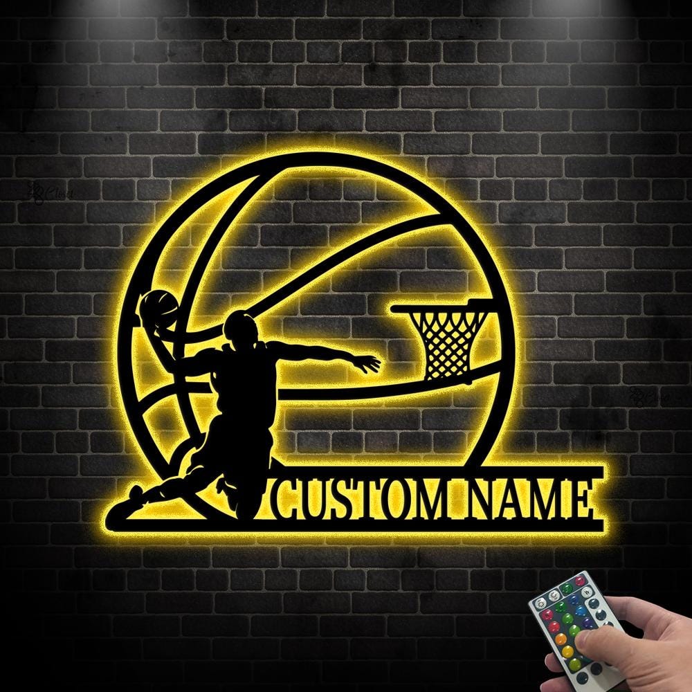 Custom Basketball LED Sign, Personalized Basketball Wall Sign, Basketball Wall for Athletes, Basketball led sign,Gift for son,Basketball art