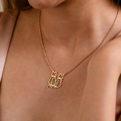 Personalized Cat Name Necklace, Custom Cat Silhouette Necklace with Name, Minimalist Cat Necklace, Memorial Gift, Cat Lovers Christmas Gift