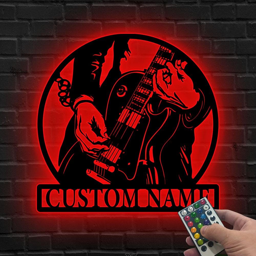 Custom Guitar LED Metal Sign, Wall Light for Guitarist, Personalized Guitarist LED Sign, Light for Musician, Guitar Lover LED Sign,Home gift