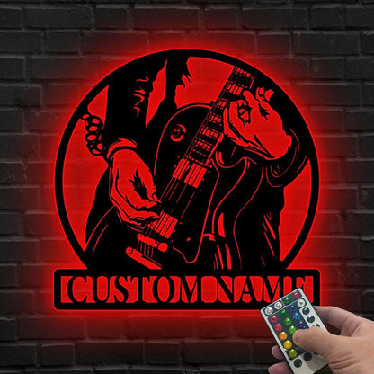 Custom Guitar LED Metal Sign, Wall Light for Guitarist, Personalized Guitarist LED Sign, Light for Musician, Guitar Lover LED Sign,Home gift
