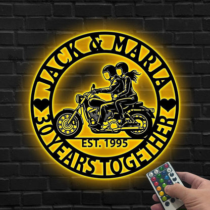 Custom Motorcycle Couple LED Sign, Personalized Anniversary Gift,Gift for Biker,Personalized Biker Couple Wall Light,Couple Anniversary Sign