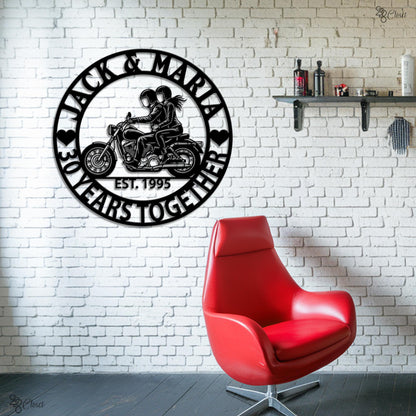Custom Motorcycle Couple LED Sign, Personalized Anniversary Gift,Gift for Biker,Personalized Biker Couple Wall Light,Couple Anniversary Sign