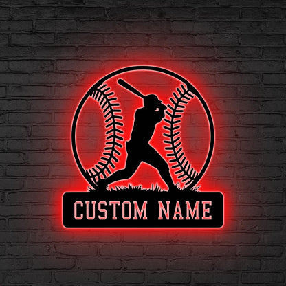 Custom Baseball LED Sign, Personalized Player Wall Light, Baseball LED Wall Sign, Baseball Player Sign, Gift for Athlete,Baseball lover gift