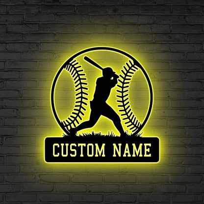 Custom Baseball LED Sign, Personalized Player Wall Light, Baseball LED Wall Sign, Baseball Player Sign, Gift for Athlete,Baseball lover gift