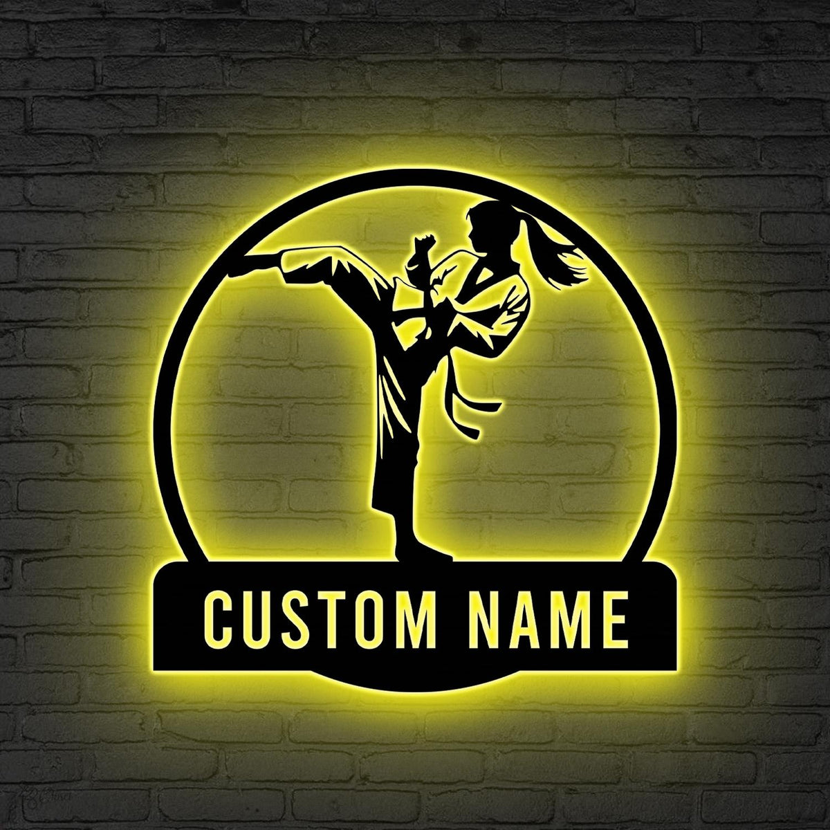 Custom Karate Girl Led Sign, LED Martial Arts Decor, Taekwondo Gift, Female Martial LED Sign, Karate belt gift, Gift for daughter,Home sign