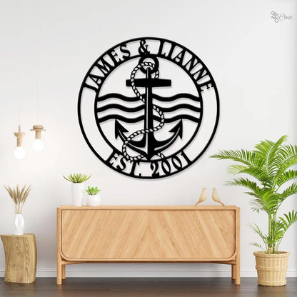 Custom Navy Anchor LED Metal Sign, Personalized Sailor Wall Light, Gift for dad, Navy Gift with Ship Sign, Sailor sign, Navy graduation gift