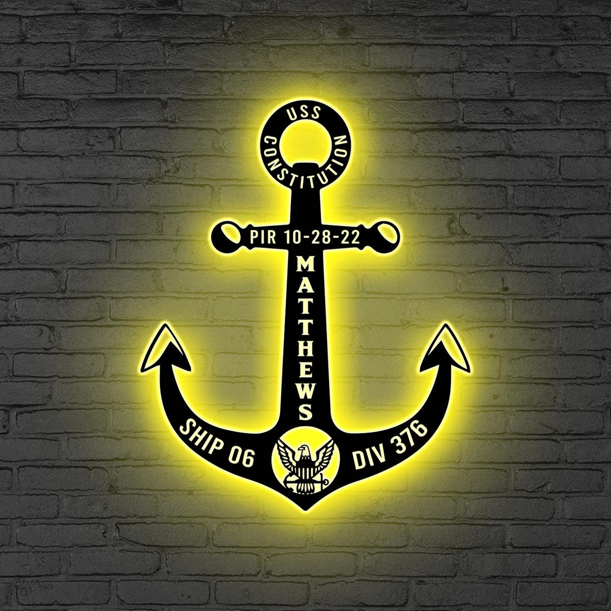 Custom Navy Anchor LED Metal Sign, Personalized Sailor Wall Light, Gift for dad, Navy Gift with Ship Sign, Sailor sign, Navy graduation gift