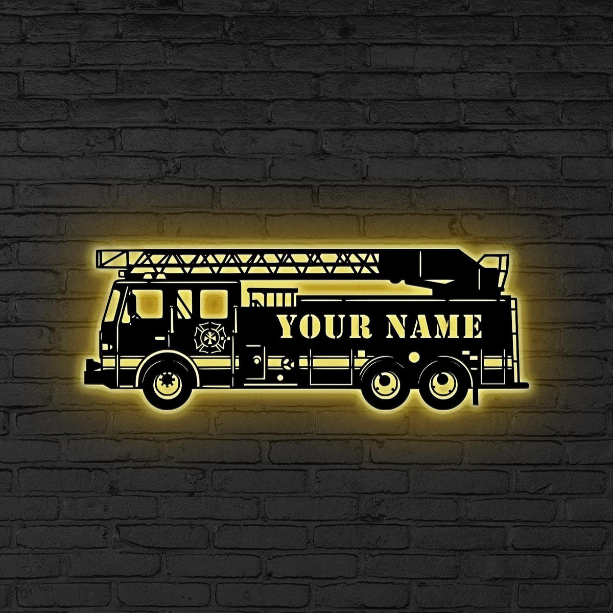 Custom Fire Truck LED Sign, Personalized Firefighter Wall, Gift for Fireman, Custom Name Fire Truck LED, Firefighter Decor, Fire truck sign