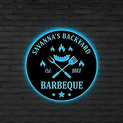 Custom BBQ LED Sign, Personalized Barbecue Neon Light, Backyard Grill Wall Decor, Outdoor Grill Party Wall, Gift for dad, Bbq lover gift