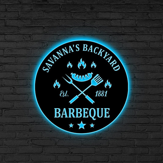 Custom BBQ LED Sign, Personalized Barbecue Neon Light, Backyard Grill Wall Decor, Outdoor Grill Party Wall, Gift for dad, Bbq lover gift