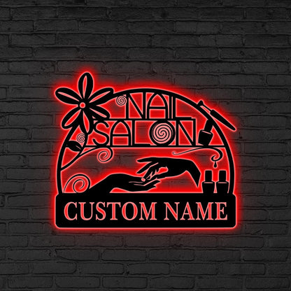Custom Nail Salon Sign LED Light, Personalized Beauty Studio Wall, Nail Tech Gift, Gift for mom, Beauty Studio Neon Light, Nail lover gift