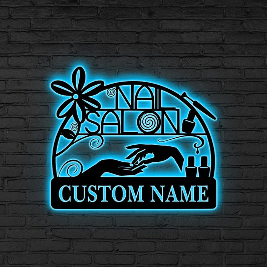 Custom Nail Salon Sign LED Light, Personalized Beauty Studio Wall, Nail Tech Gift, Gift for mom, Beauty Studio Neon Light, Nail lover gift