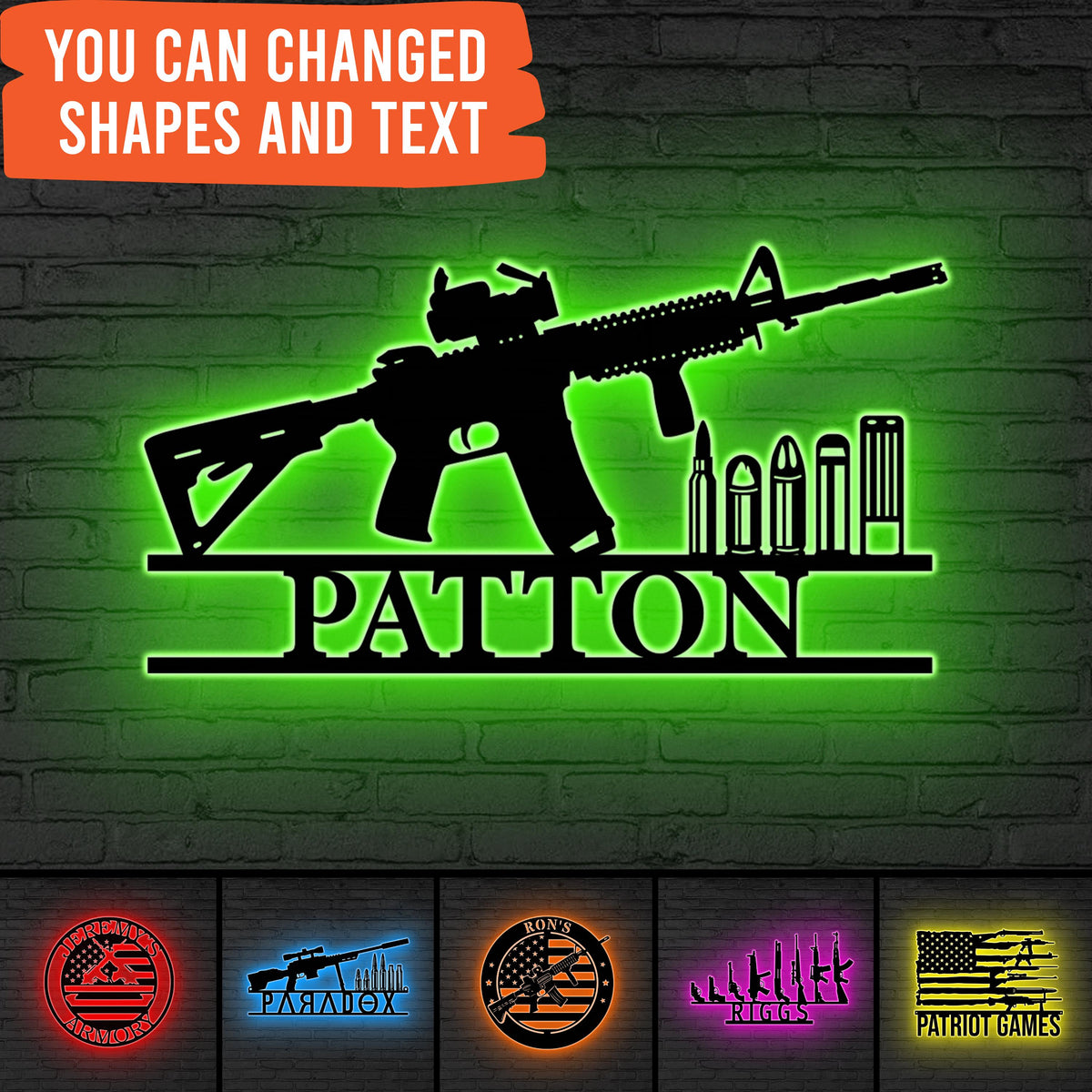 Custom Gun LED Sign,Personalized Rifle Neon Wall Light, Gift for dad, Gun Enthusiast LED Sign, Firearm lover gift, Gift for dad, Garage Sign