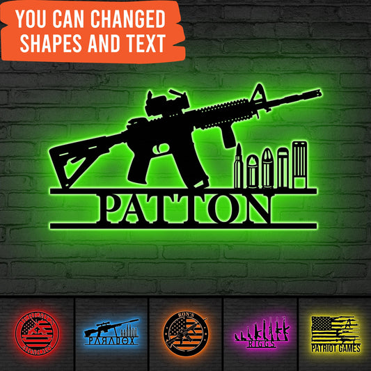 Custom Gun LED Sign,Personalized Rifle Neon Wall Light, Gift for dad, Gun Enthusiast LED Sign, Firearm lover gift, Gift for dad, Garage Sign