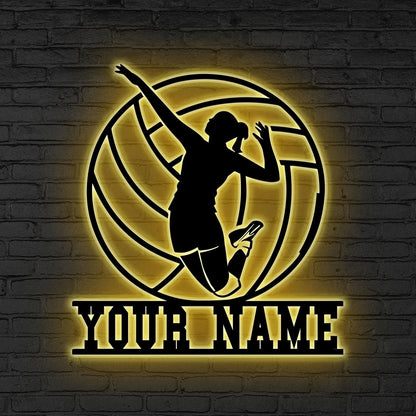 Custom Volleyball LED Sign, Personalized Volleyball Wall Sign, Gift for daughter, Volleyball Team Sign, Volleyball player gift, Sports Lover
