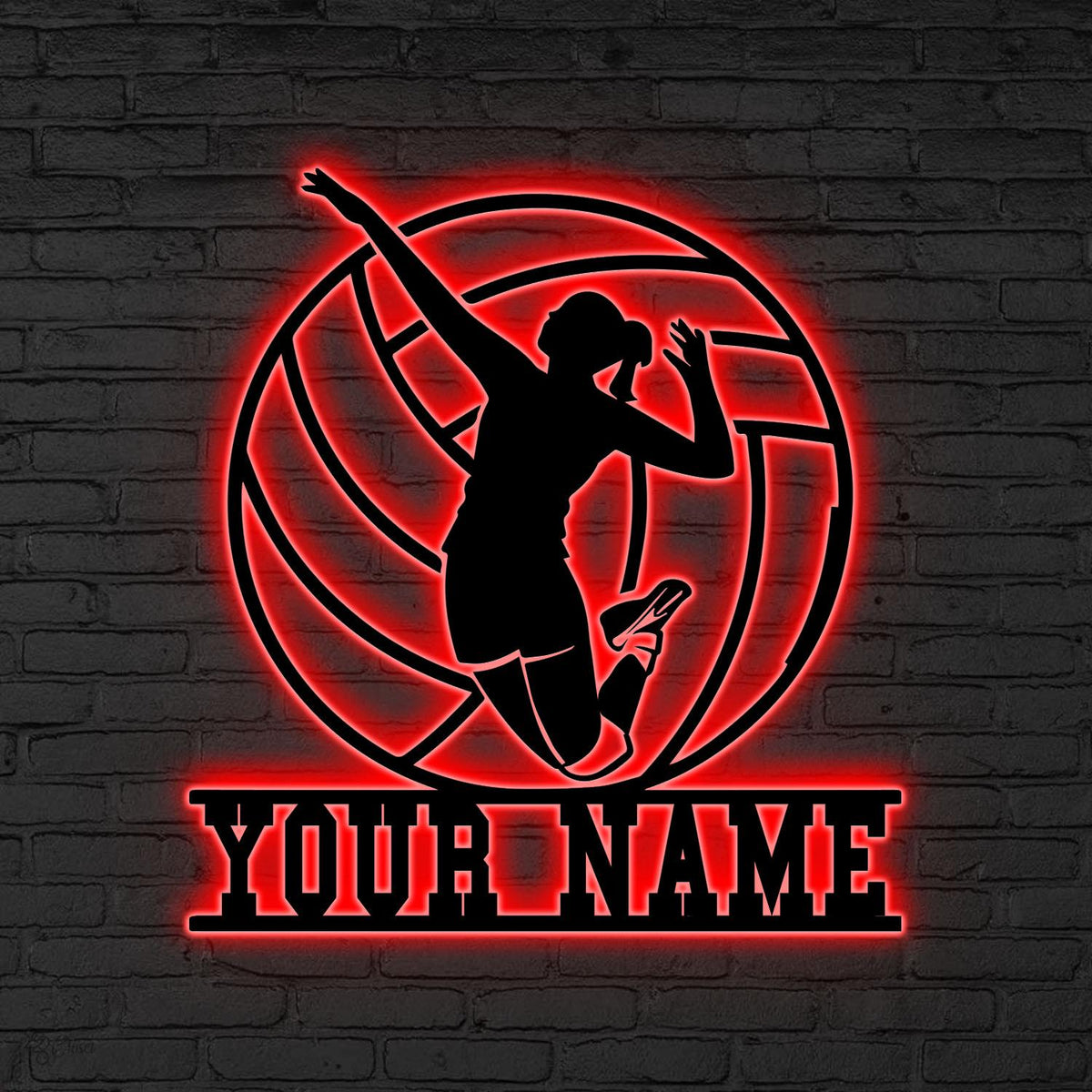 Custom Volleyball LED Sign, Personalized Volleyball Wall Sign, Gift for daughter, Volleyball Team Sign, Volleyball player gift, Sports Lover