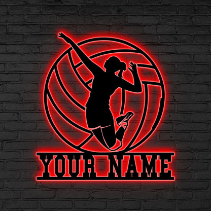 Custom Volleyball LED Sign, Personalized Volleyball Wall Sign, Gift for daughter, Volleyball Team Sign, Volleyball player gift, Sports Lover