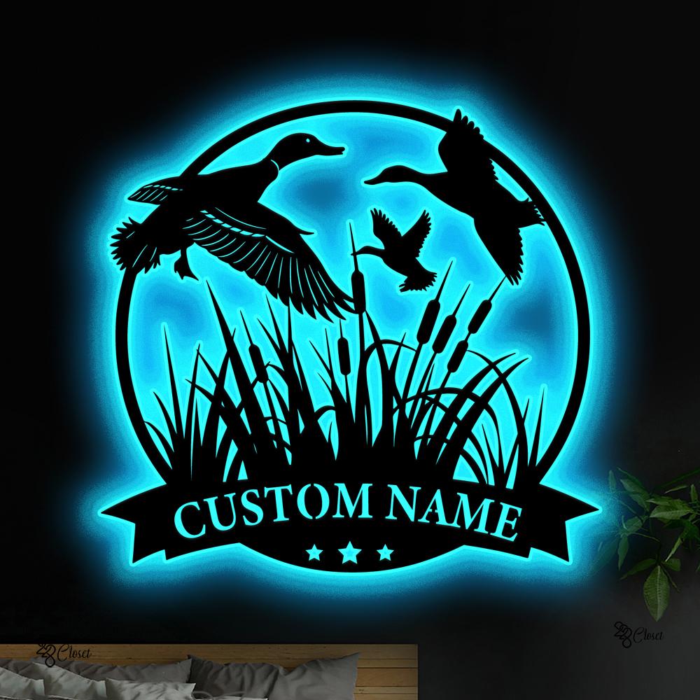 Custom Duck Hunting LED Metal Sign, Personalized Waterfowl Wall Light, Cabin Decor, Duck Hunter LED Sign, Duck Hunting Neon Sign,Duck hunter