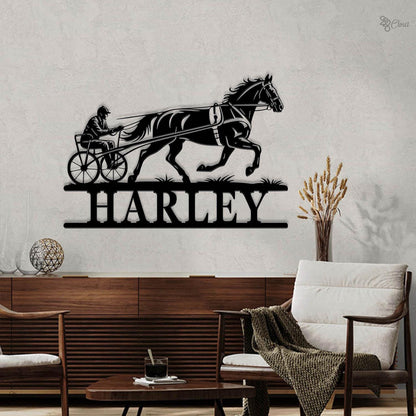 Custom Horse Racing LED Sign, Personalized Harness Racing Wall, Art for Horse Lover, Horse Racing LED Sign, Horse Racing Wall, Racing gift