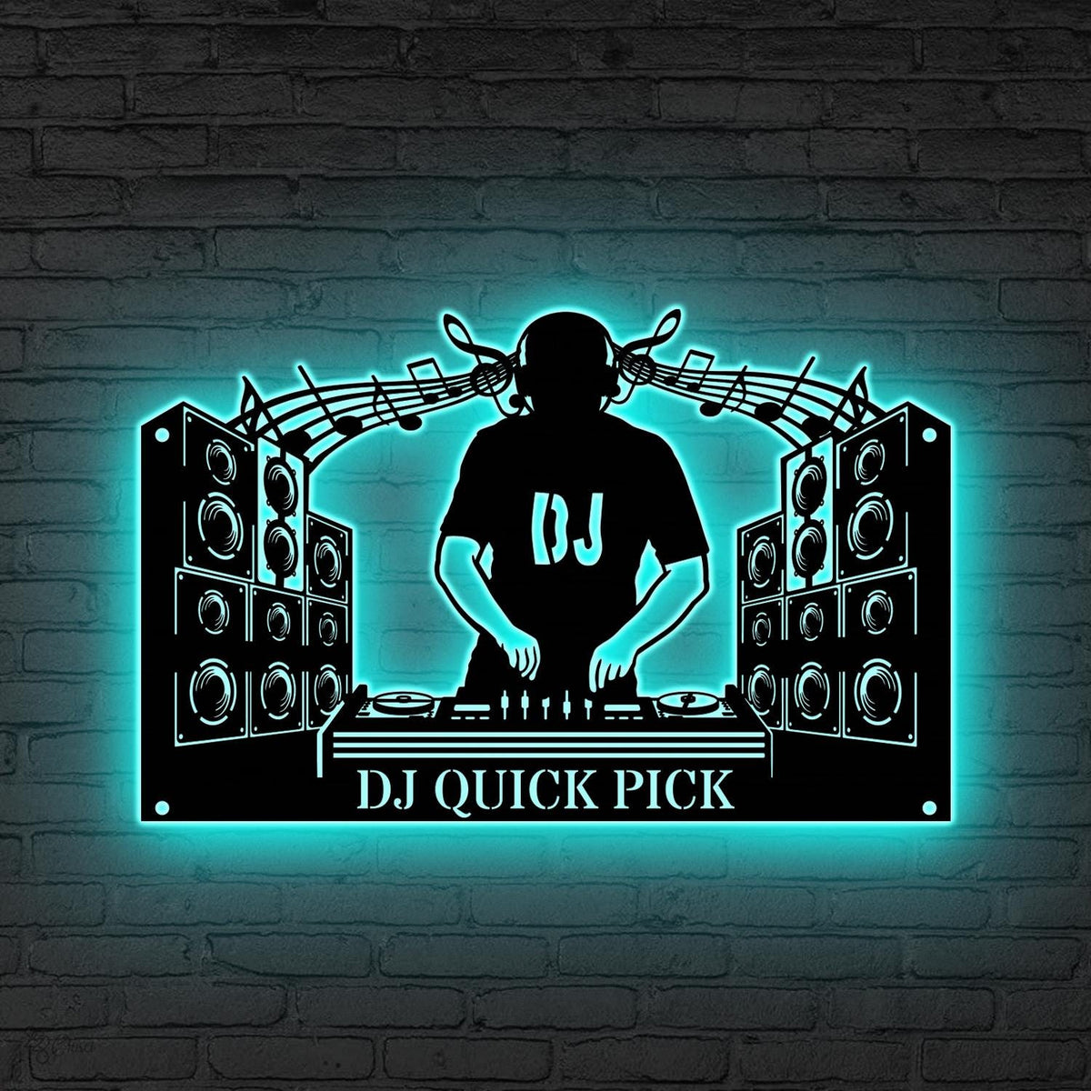 Custom DJ LED Metal Sign, Personalized Music Studio Wall, Music Booth Party Decor, Gift for music, Music Studio LED Sign, Music Lover Gift
