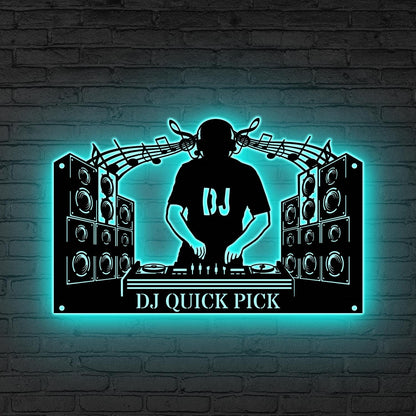 Custom DJ LED Metal Sign, Personalized Music Studio Wall, Music Booth Party Decor, Gift for music, Music Studio LED Sign, Music Lover Gift