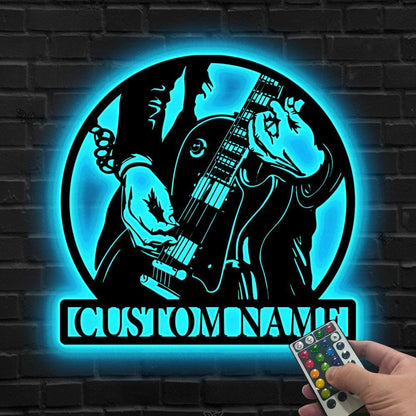 Custom Guitar LED Metal Sign, Wall Light for Guitarist, Personalized Guitarist LED Sign, Light for Musician, Guitar Lover LED Sign,Home gift