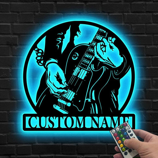 Custom Guitar LED Metal Sign, Wall Light for Guitarist, Personalized Guitarist LED Sign, Light for Musician, Guitar Lover LED Sign,Home gift