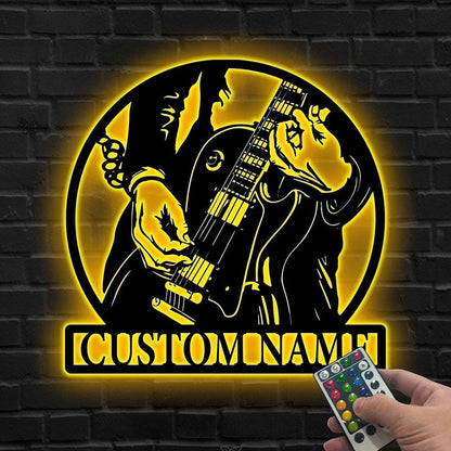 Custom Guitar LED Metal Sign, Wall Light for Guitarist, Personalized Guitarist LED Sign, Light for Musician, Guitar Lover LED Sign,Home gift