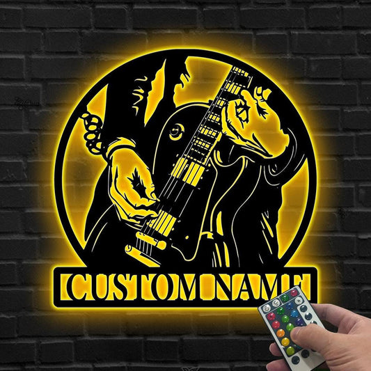 Custom Guitar LED Metal Sign, Wall Light for Guitarist, Personalized Guitarist LED Sign, Light for Musician, Guitar Lover LED Sign,Home gift