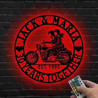 Custom Motorcycle Couple LED Sign, Personalized Anniversary Gift,Gift for Biker,Personalized Biker Couple Wall Light,Couple Anniversary Sign
