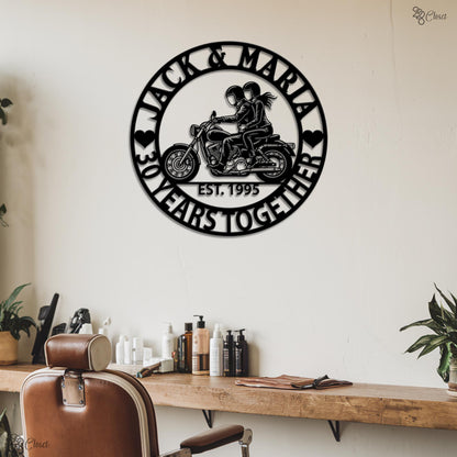 Custom Motorcycle Couple LED Sign, Personalized Anniversary Gift,Gift for Biker,Personalized Biker Couple Wall Light,Couple Anniversary Sign