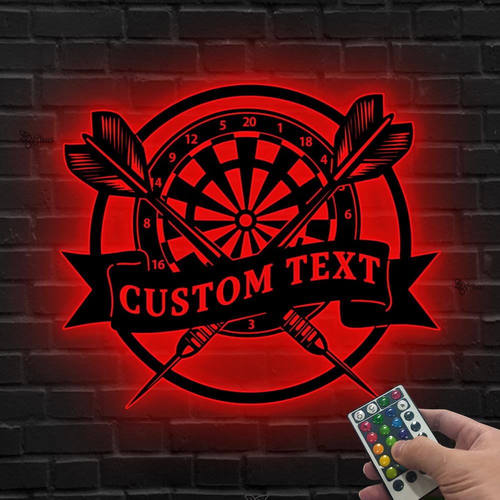 Custom Dartboard LED Sign, Personalized Darts Wall Light, Dartboard Wall Sign, Gift for Dart Player, Dartboard Neon Sign, Led sports sign