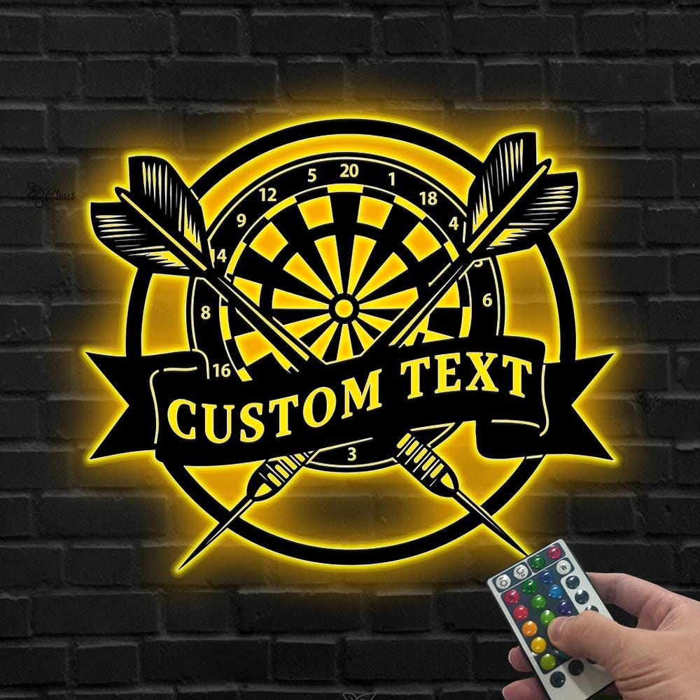 Custom Dartboard LED Sign, Personalized Darts Wall Light, Dartboard Wall Sign, Gift for Dart Player, Dartboard Neon Sign, Led sports sign