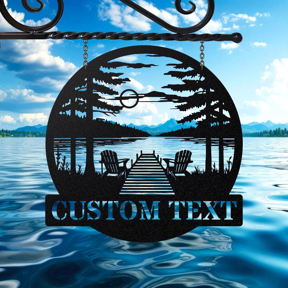 Custom Lake House Metal Wall Art LED Light, Personalized Lake House Name Sign, Home Decor Cabin Decor, Birthday Xmas Gift, Lake House decor