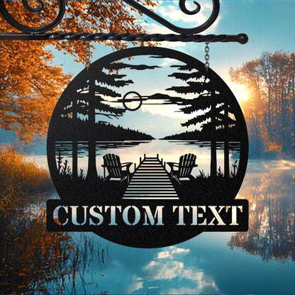 Custom Lake House Metal Wall Art LED Light, Personalized Lake House Name Sign, Home Decor Cabin Decor, Birthday Xmas Gift, Lake House decor