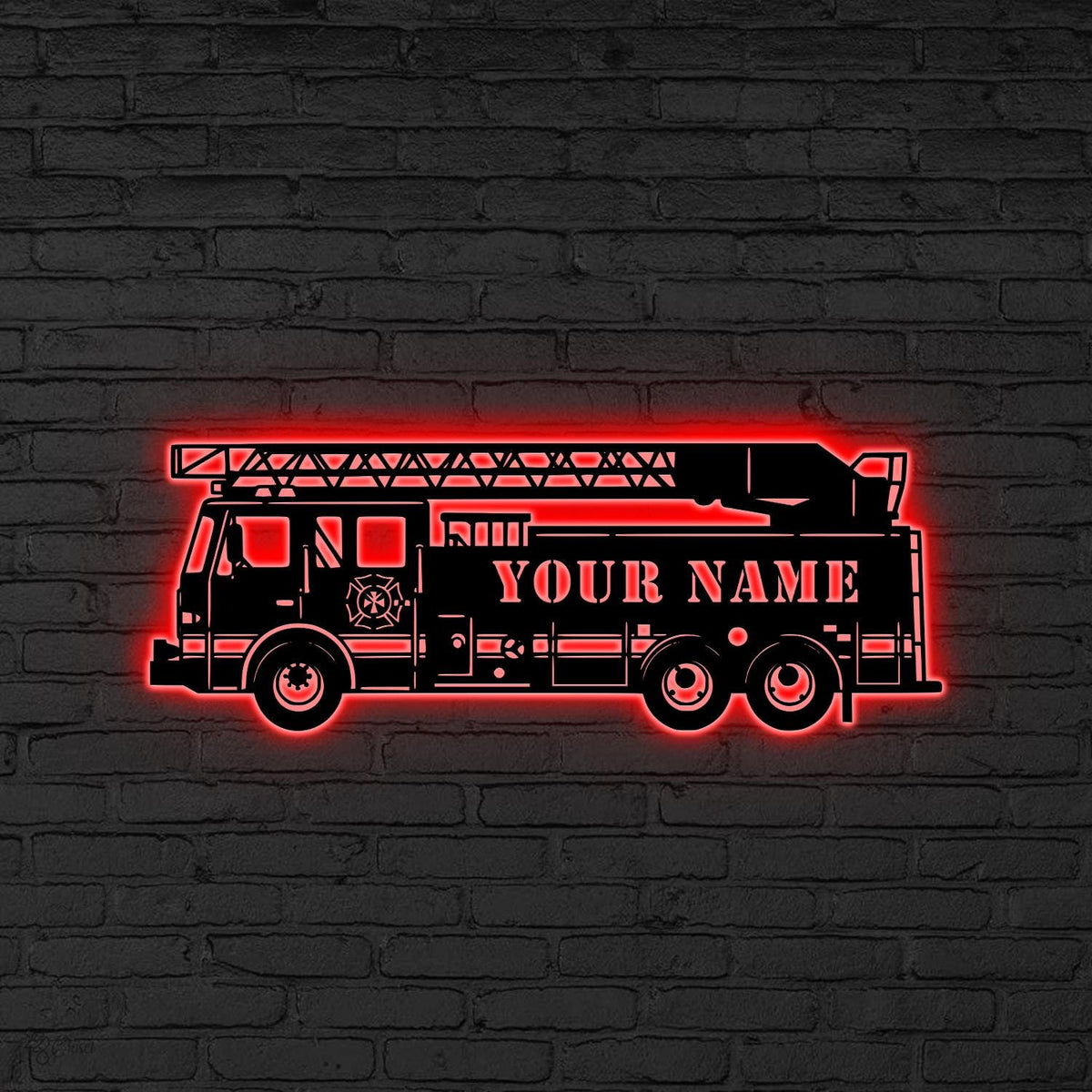 Custom Fire Truck LED Sign, Personalized Firefighter Wall, Gift for Fireman, Custom Name Fire Truck LED, Firefighter Decor, Fire truck sign
