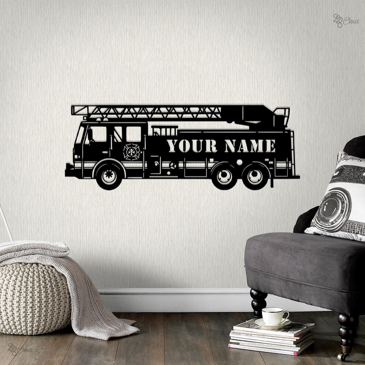 Custom Fire Truck LED Sign, Personalized Firefighter Wall, Gift for Fireman, Custom Name Fire Truck LED, Firefighter Decor, Fire truck sign
