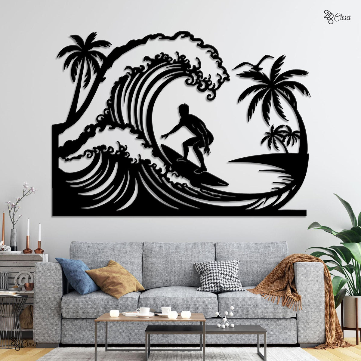 Surfing LED Metal Sign, Surfer Riding Wave Wall Light, Beach Ocean Art, Coastal Beach House Sign, Ocean lover gift, Gift for dad, Beach sign