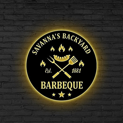 Custom BBQ LED Sign, Personalized Barbecue Neon Light, Backyard Grill Wall Decor, Outdoor Grill Party Wall, Gift for dad, Bbq lover gift