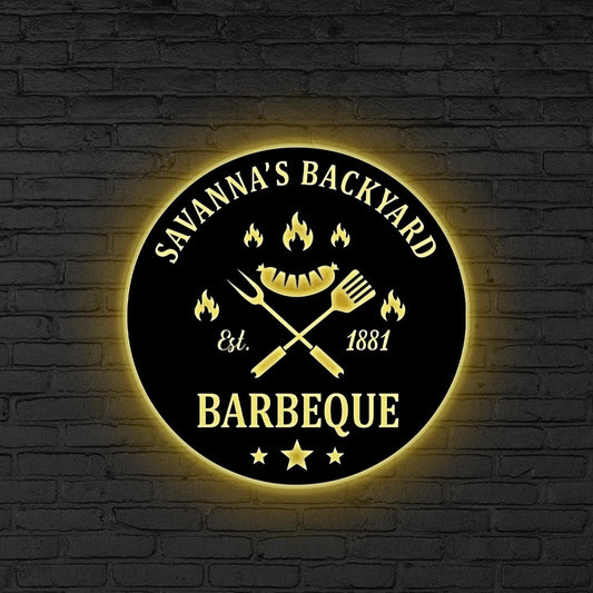 Custom BBQ LED Sign, Personalized Barbecue Neon Light, Backyard Grill Wall Decor, Outdoor Grill Party Wall, Gift for dad, Bbq lover gift