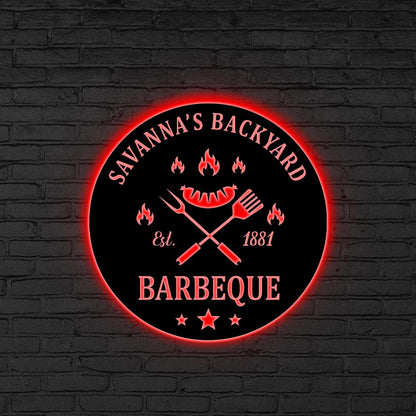 Custom BBQ LED Sign, Personalized Barbecue Neon Light, Backyard Grill Wall Decor, Outdoor Grill Party Wall, Gift for dad, Bbq lover gift