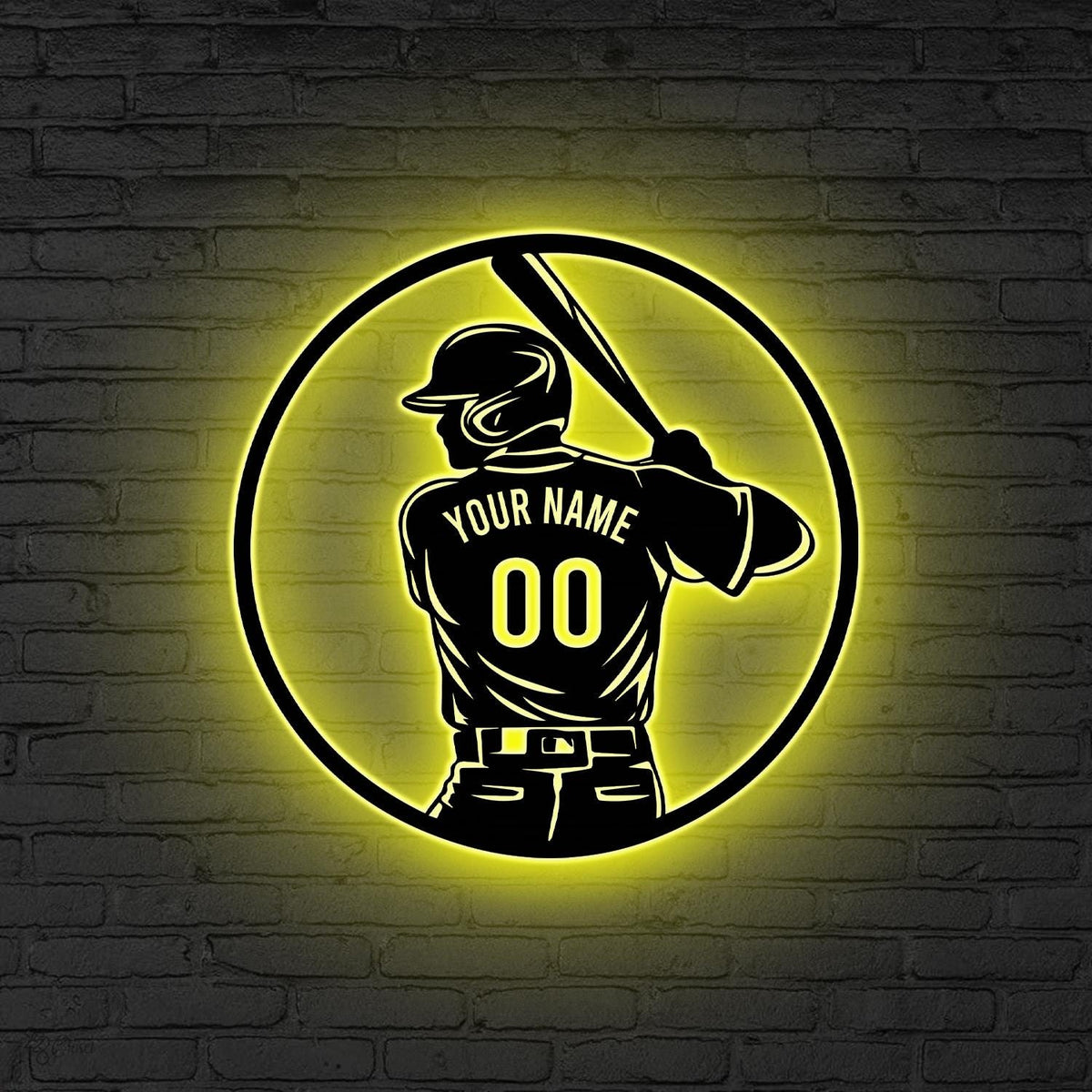 Custom Baseball Metal Wall Art LED Light Baseball Sign Personalized Baseball Player Name Sign Home Decor Kid Nursery Decor Xmas Gift for him