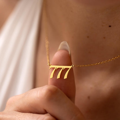 Gold Angel Number Necklace, Lucy Number Necklace, Custom Year Necklace, Silver Number Necklace 111 222 333 444 555 666 777 888 999 Christmas