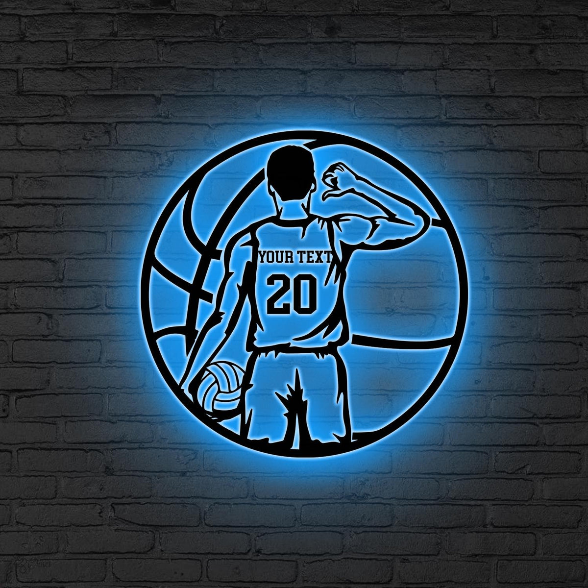 Custom Man Basketball Metal Wall Art LED Light, Personalized Basketball Player Sign, Home Decor, Kid Nursery Decor Birthday Basketball Lover
