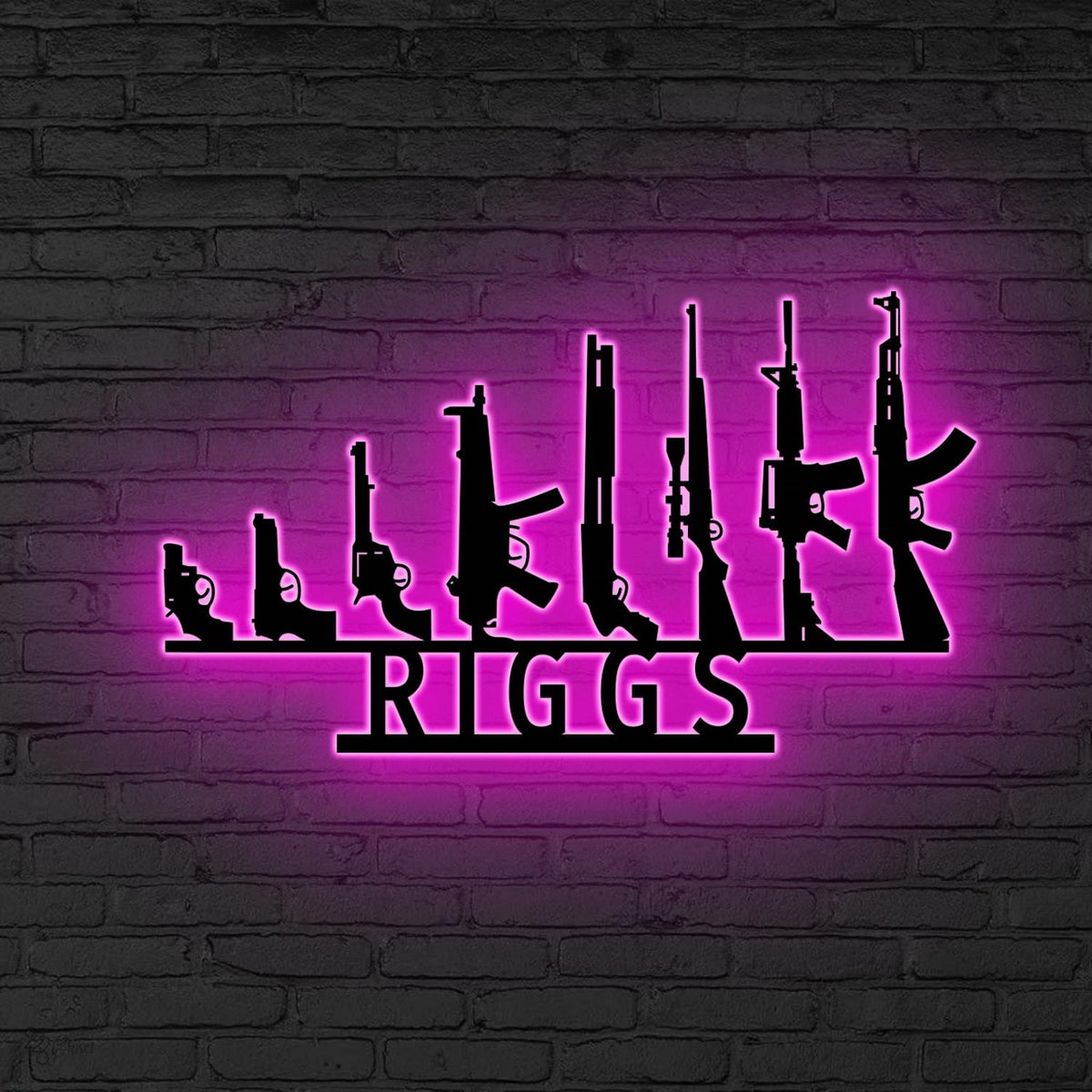 Custom Gun LED Sign,Personalized Rifle Neon Wall Light, Gift for dad, Gun Enthusiast LED Sign, Firearm lover gift, Gift for dad, Garage Sign