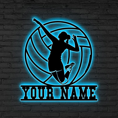 Custom Volleyball LED Sign, Personalized Volleyball Wall Sign, Gift for daughter, Volleyball Team Sign, Volleyball player gift, Sports Lover