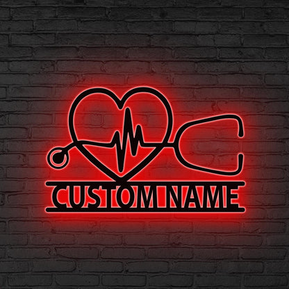 Custom Stethoscope Metal Wall Art LED Lights, Doctor Gift,Graduation Gifts, Nurse Wall Decor,Medical Assistant,Clinic Decor,Medical Wall Art