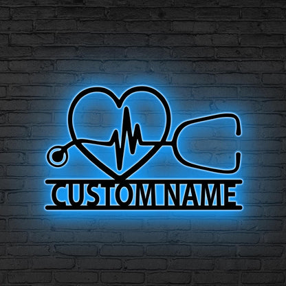 Custom Stethoscope Metal Wall Art LED Lights, Doctor Gift,Graduation Gifts, Nurse Wall Decor,Medical Assistant,Clinic Decor,Medical Wall Art