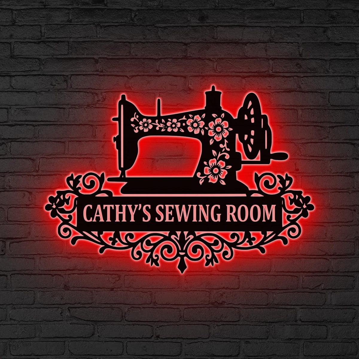 Personalised Metal Sewing Room Sign With Flower LED Lights, Custom Quilting Sign Sewing Room Decor, Gifts for Grandma, Craft Room Decor