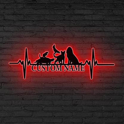 Personalized Metal Vet Sign LED, Metal Animal Care Sign, Custom Metal Veterinarian Sign, Personalized Clinic Sign, Custom Vet Clinic Decor